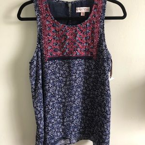 NWT Knox Rose Sleeveless Boho Style Blouse Size M